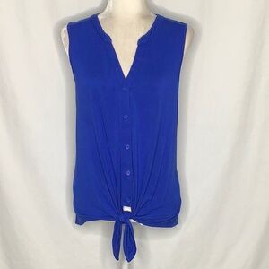 Cable & Gauge Sleeveless Button Down Tie Waist Shirt Size M